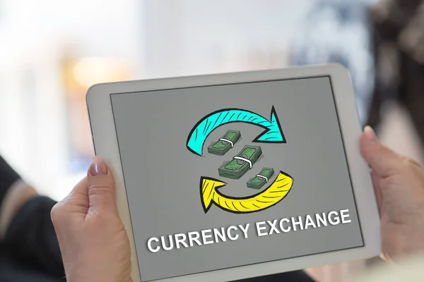 Tablet Screen Displaying Currency Exchange Concept — Stock Photo, Image