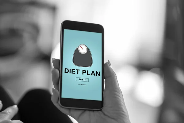 Pantalla Del Teléfono Inteligente Que Muestra Concepto Plan Dieta —  Fotos de Stock