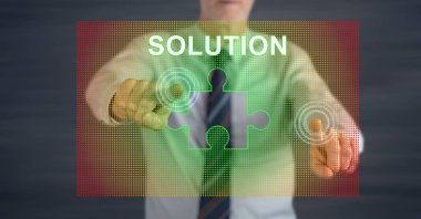 Bir çözüm kavramı onun parmak dokunmatik ekranlı cep bilgisayarlarda dokunmadan adam