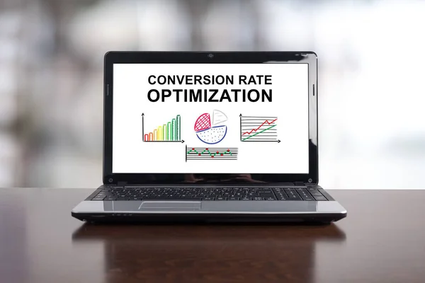 Conversion rate optimization concept on a laptop screen