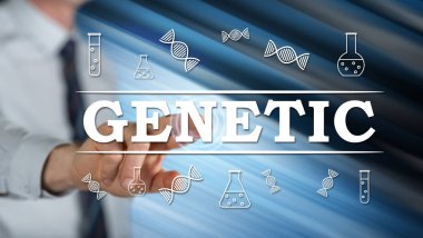 Onun parmak dokunmatik ekranlı cep bilgisayarlarda genetik bir kavram dokunmadan adam