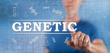 Onun parmak dokunmatik ekranlı cep bilgisayarlarda genetik bir kavram dokunmadan adam