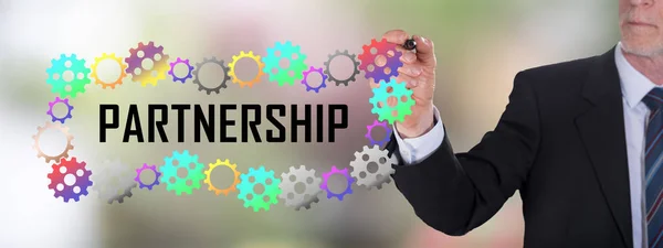 Businessman Drawing Partnership Concept — Stock Photo, Image