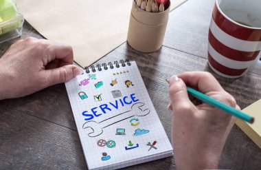 Not etmek üstünde çizilmiş müşteri hizmet anlayışı