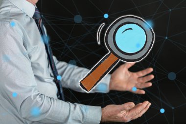 Araştırma kavramı bir adamın elleri yukarıda