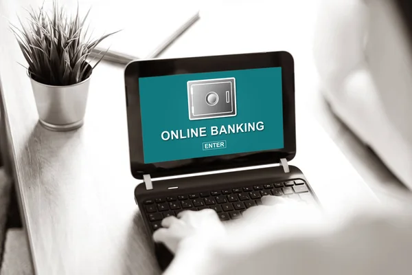 Laptop Screen Displaying Online Banking Concept — Stock Photo, Image