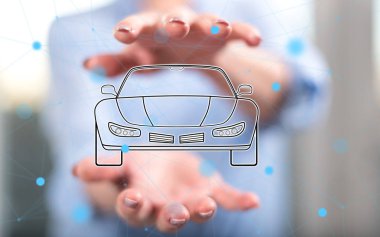 Araba taşıma kavramı el arka plan içinde bir kadın arasında