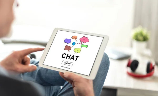 Tablet screen displaying a chat concept