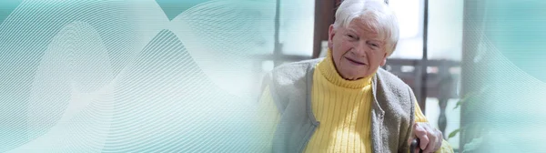 Retrato Una Anciana Feliz Bandera Panorámica — Foto de Stock