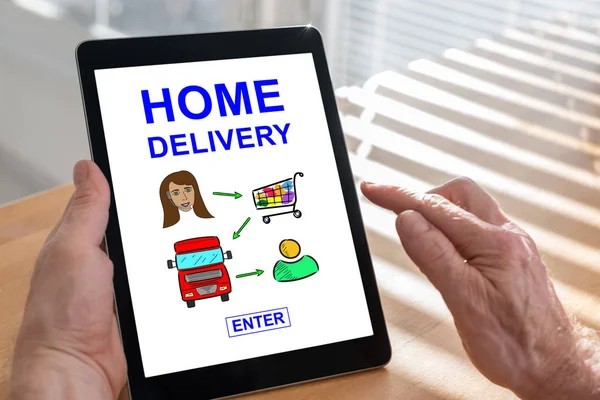 Tablet screen displaying a home delivery concept