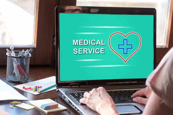 Laptop screen displaying a medical service concept