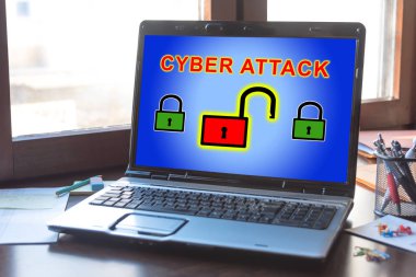 Dizüstü ekran bir siber saldırı kavramı görüntüleme