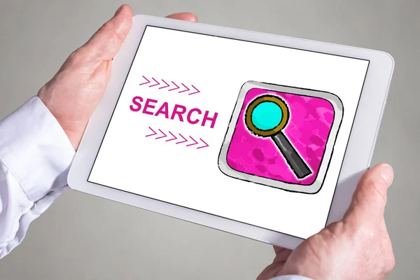 Tablet Screen Displaying Search Concept — Stock Photo, Image