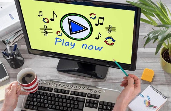 Online music concept on a computer screen