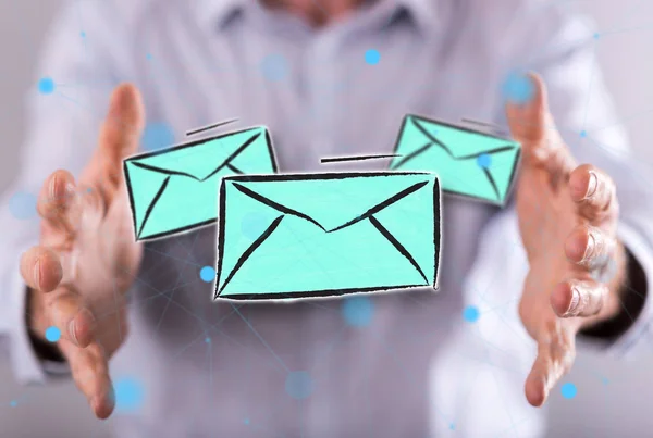 Mail Concept Hands Man Background — Stock Photo, Image