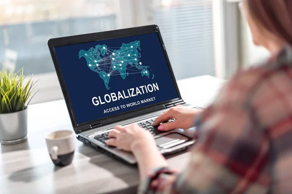 Laptop Οθόνη Εμφανίζοντας Μια Αντίληψη Της Παγκοσμιοποίησης — Φωτογραφία Αρχείου