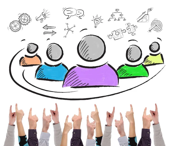 Girişimcilik kavramı tarafından birkaç parmak işaret beyaz arka plan üzerinde