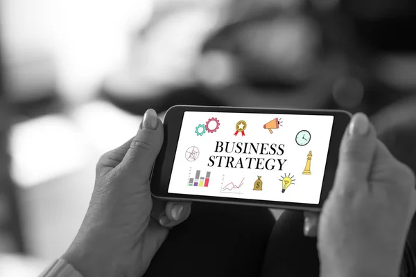 Smartphone Bildschirm Zeigt Ein Geschäftsstrategie Konzept — Stockfoto
