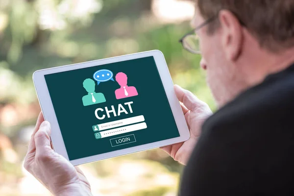 Tablet Screen Displaying Chat Concept — Stock Photo, Image