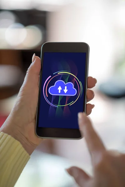 Smartphone screen displaying a cloud computing concept
