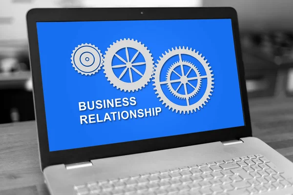 Laptop screen with business relationship concept