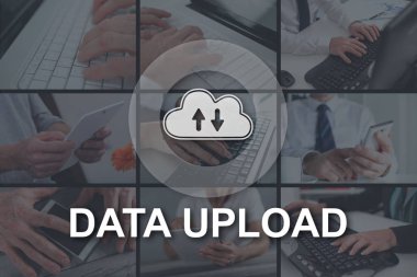 Veri yükleme kavramı arkaplandaki resimlerle gösterilmiştir