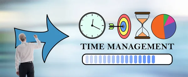 Time management concept drawn by a businessman