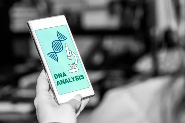 Smartphone Scherm Met Een Dna Analyse Concept — Stockfoto