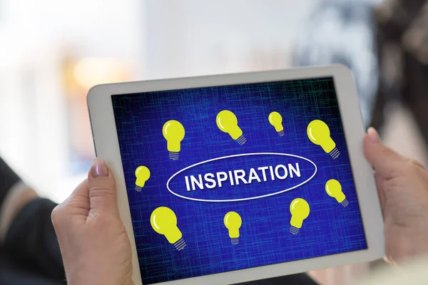 Tablettskärmen Visar Ett Inspirationskoncept — Stockfoto