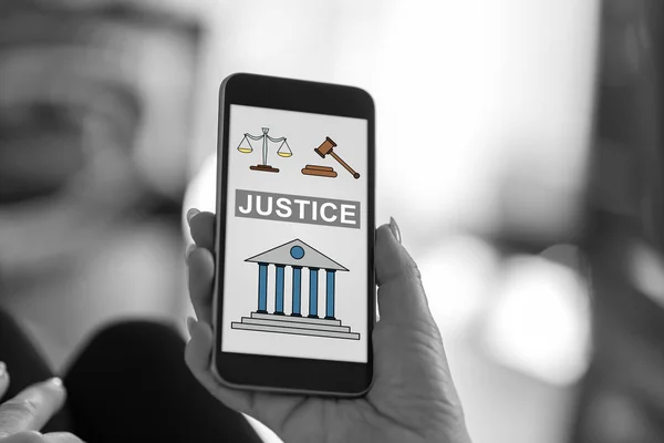 Екран Смартфона Показує Концепцію Справедливості — стокове фото