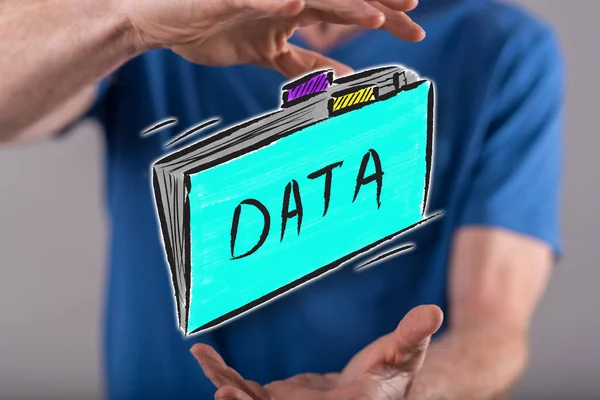 Data Concept Hands Man Background — Stock Photo, Image