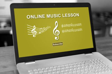 Dizüstü ekran online müzik ders konsepti ile