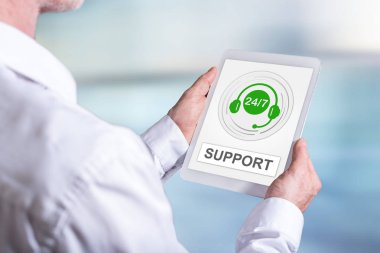 Tablet ekranı bir destek kavramını gösterir