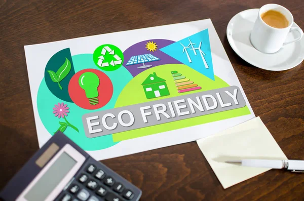 Eco friendly concept on a paper placed on a desk