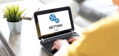 Bir ayar konseptini gösteren dizüstü bilgisayar