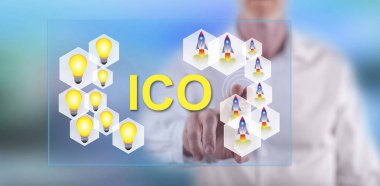 Adam bir ICO kavramı onun parmak dokunmatik ekranlı cep bilgisayarlarda dokunmadan