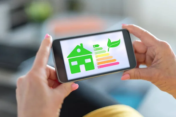 Smartphone screen displaying a home energy efficiency concept