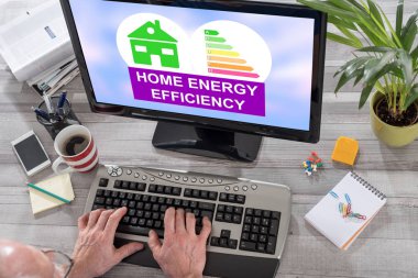 Ev enerji verimliliği kavramı bir bilgisayarda