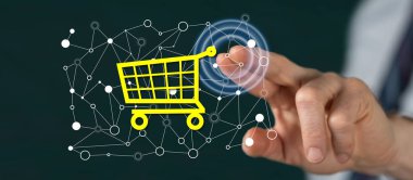 Bir e-ticaret kavramı dokunmadan adam
