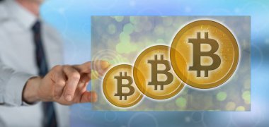 Adam bir bitcoin para birimi kavram dokunmadan