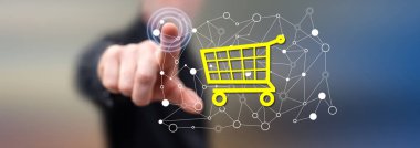 Bir e-ticaret kavramı dokunmadan adam