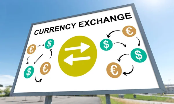 Currency exchange concept on a billboard — Stock Photo, Image