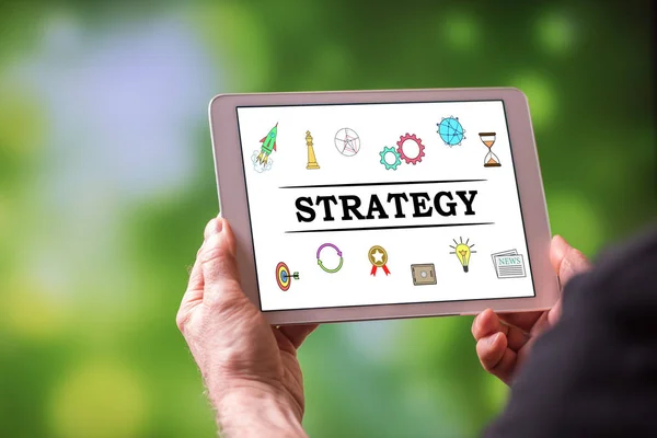 Strategie concept op een tablet — Stockfoto