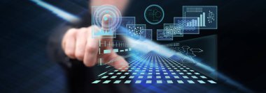 Adam bir iş dijital arabirimi kavramı dokunmadan