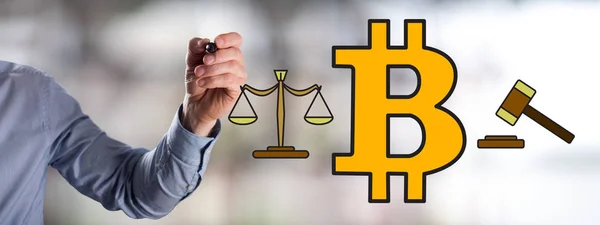 Bitcoin концепції регулювання, запряженій людина — стокове фото