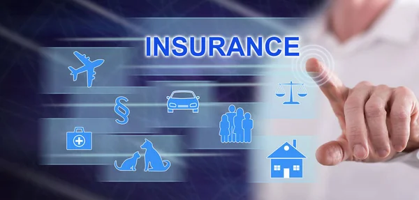 Man touching an insurance concept — Stock Photo, Image