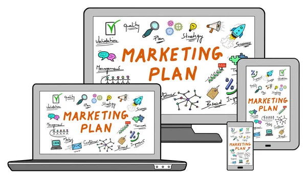 Marketing plan concept on different devices