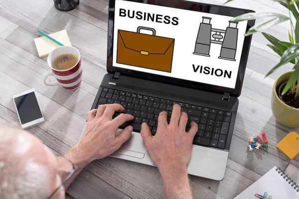 Business vision käsite kannettavan tietokoneen näytöllä — kuvapankkivalokuva