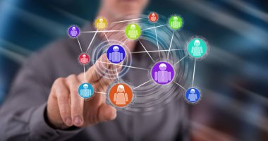 Bir sosyal ağ kavramı dokunmadan adam