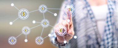 Bir finansal ağ dokunmadan kadın